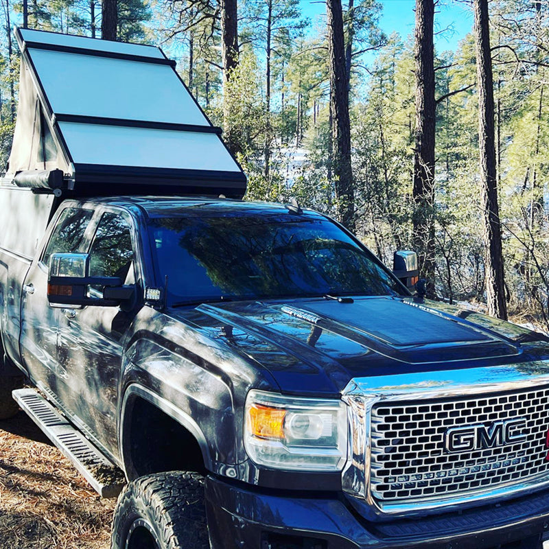 تحميل الصورة إلى عارض المعرض، 2015 GMC Sierra 2500HD Lensun 65W 12V Hood Flexible Solar Panel