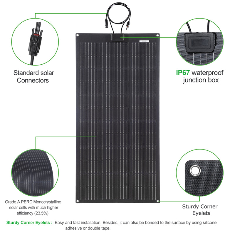Load image into Gallery viewer, LensunSolar 100W 12V Flexible Solar Panel