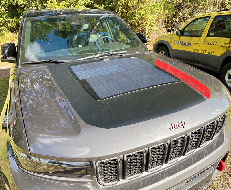 Load image into Gallery viewer, Jeep Grand Cherokee WL (2021-Present) Lensun 85W Hood Flexible Solar Panel