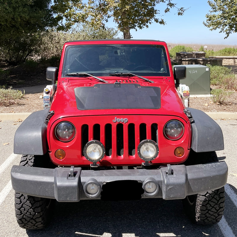Load image into Gallery viewer, Jeep Wrangler JK Lensun 105W Hood/Bonnet Flexible Solar Panel