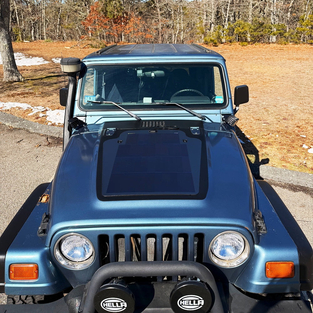 Jeep Wrangler TJ/LJ Lensun 82W Hood Flexible Solar Panel – LensunSolar