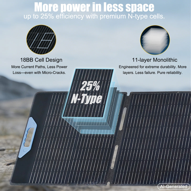 Load image into Gallery viewer, Lensun-100W-12V-Waterproof-Foldable-Solar-Panel-1