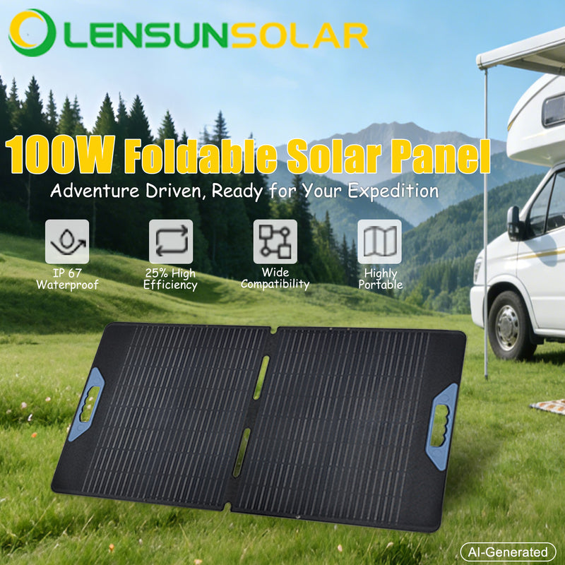 Load image into Gallery viewer, Lensun-100W-12V-Waterproof-Foldable-Solar-Panel-5