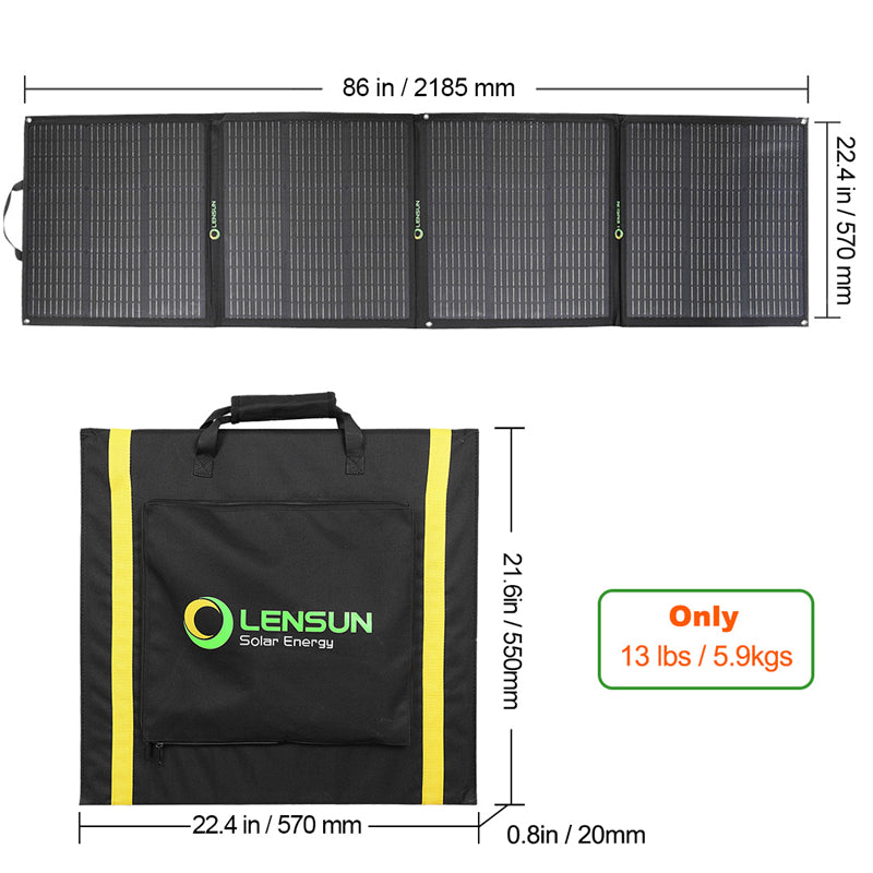 Load image into Gallery viewer, Lensun 200W Folding Solar Panel for Power Station 12V Battery
