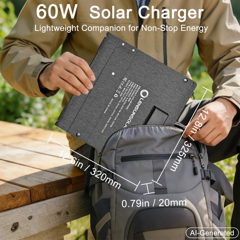 Load image into Gallery viewer, Lensunsolar-60W-Waterproof-Foldable-Solar-Panel-1