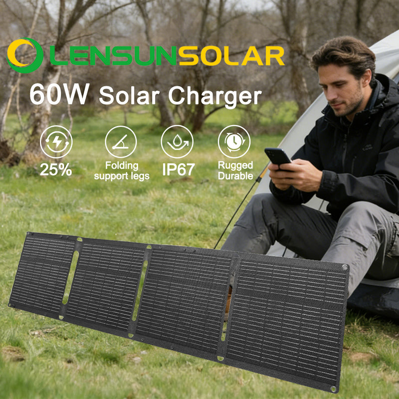 Load image into Gallery viewer, Lensunsolar 60W Waterproof Foldable Solar Panel
