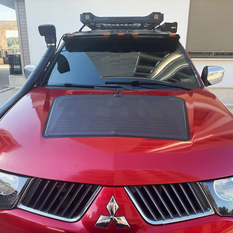 تحميل الصورة إلى عارض المعرض، Mitsubishi_Triton_L200_Strada_Lensun_70W_Hoo_Bonnet_Solar_Panel_2