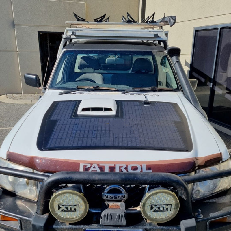 تحميل الصورة إلى عارض المعرض، Nissan Patrol (Y61 Y62 with scoop) Lensun 125W Hood Flexible Solar Panel-1