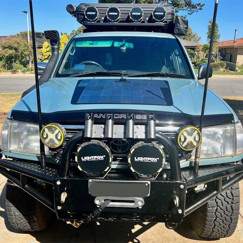 Load image into Gallery viewer, Toyota LandCruiser 100 Series J100 Lensun 100W Hood Flexible Solar Panel-1