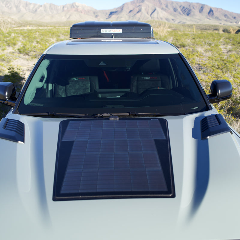 تحميل الصورة إلى عارض المعرض، Toyota Tundra 3rd Gen (2022-Present) Lensun 90W 12V Hood Flexible Solar Panel