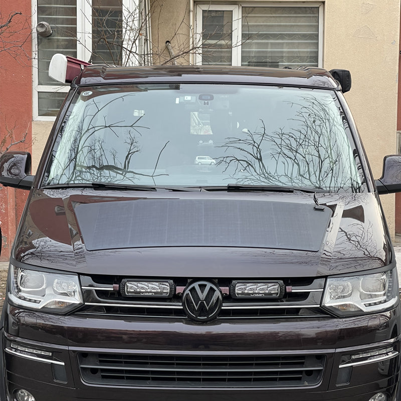 تحميل الصورة إلى عارض المعرض، Volkswagen VW T5 T6 Camper Van Lensun 75W Hood/Bonnet Flexible Solar Panel