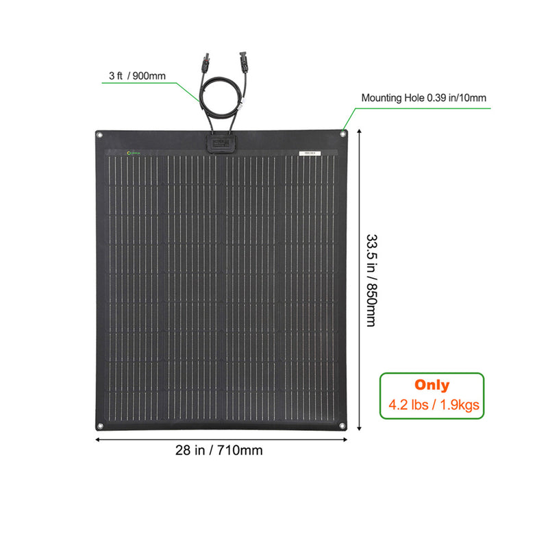 Load image into Gallery viewer, LensunSolar 100W Flexible Solar Panel, PERC 9BB Solar Cell