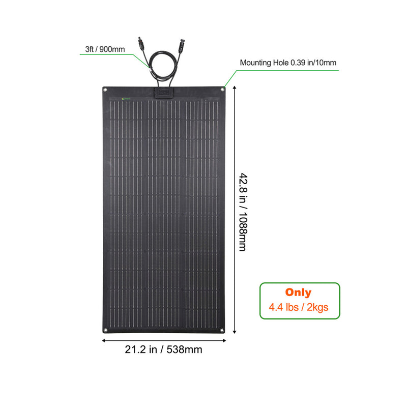 Load image into Gallery viewer, Lensun 100W 12V Flexible Solar Panel,Bendable up to 250°