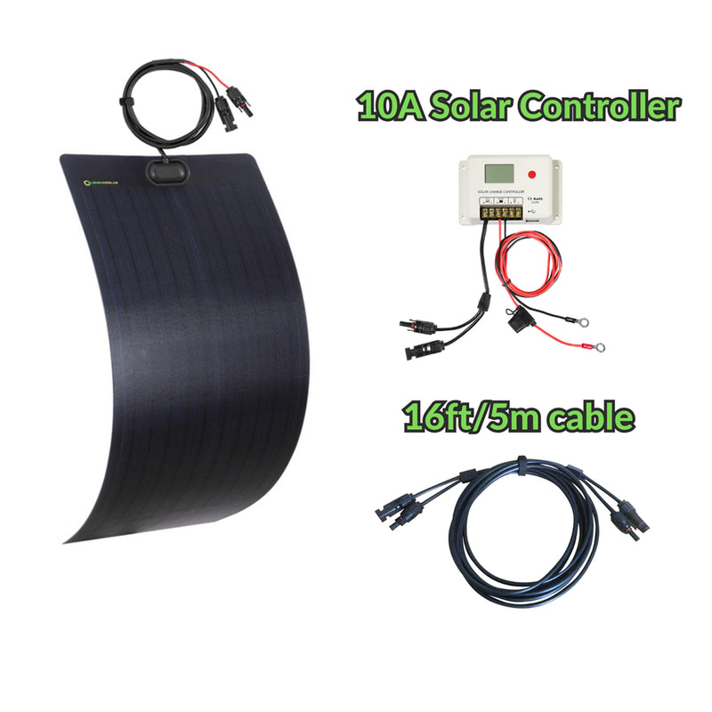 Load image into Gallery viewer, Lensun 50W 12V Full Black Flexible Solar Panel