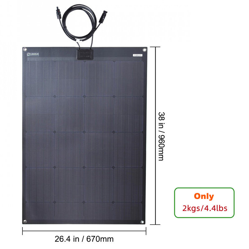 Load image into Gallery viewer, LensunSolar 100W 12V Full Black Flexible Solar Panel