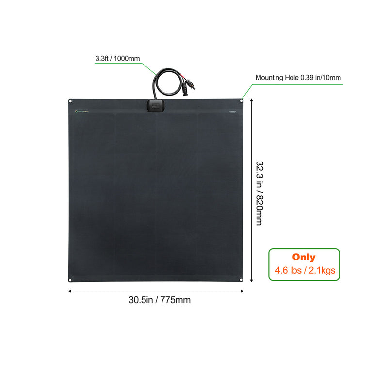 Load image into Gallery viewer, Lensun 120W Full Black Flexible Solar Panel, 25.8% Back Contact Solar Cell