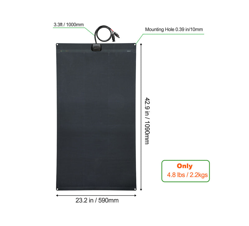 Load image into Gallery viewer, Lensun 125W Full Black Flexible Solar Panel, 25.8% Back Contact Solar Cell
