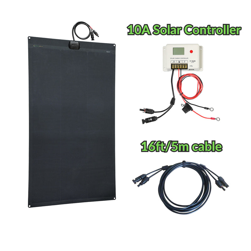 Load image into Gallery viewer, Lensun 125W Full Black Flexible Solar Panel, 25.8% Back Contact Solar Cell