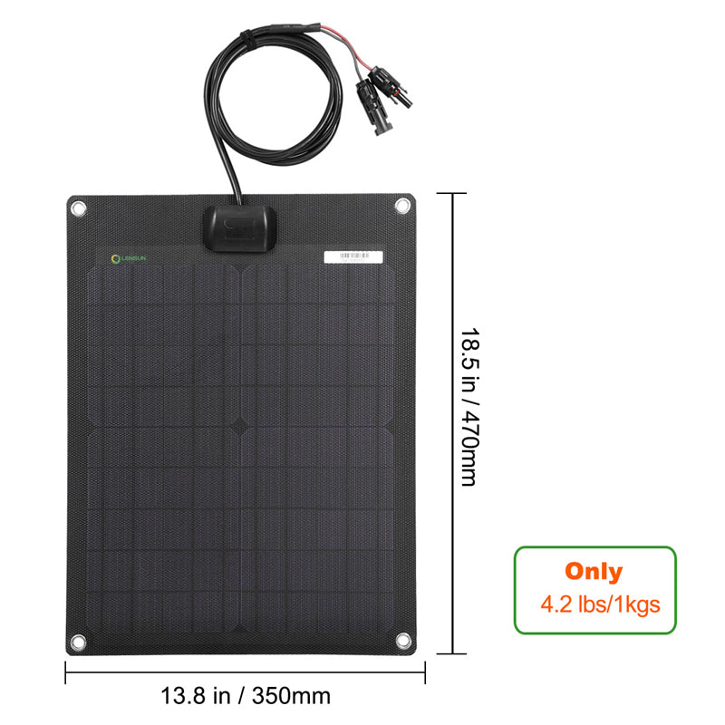 Load image into Gallery viewer, LensunSolar 20W 12V Black Flexible Solar Panel