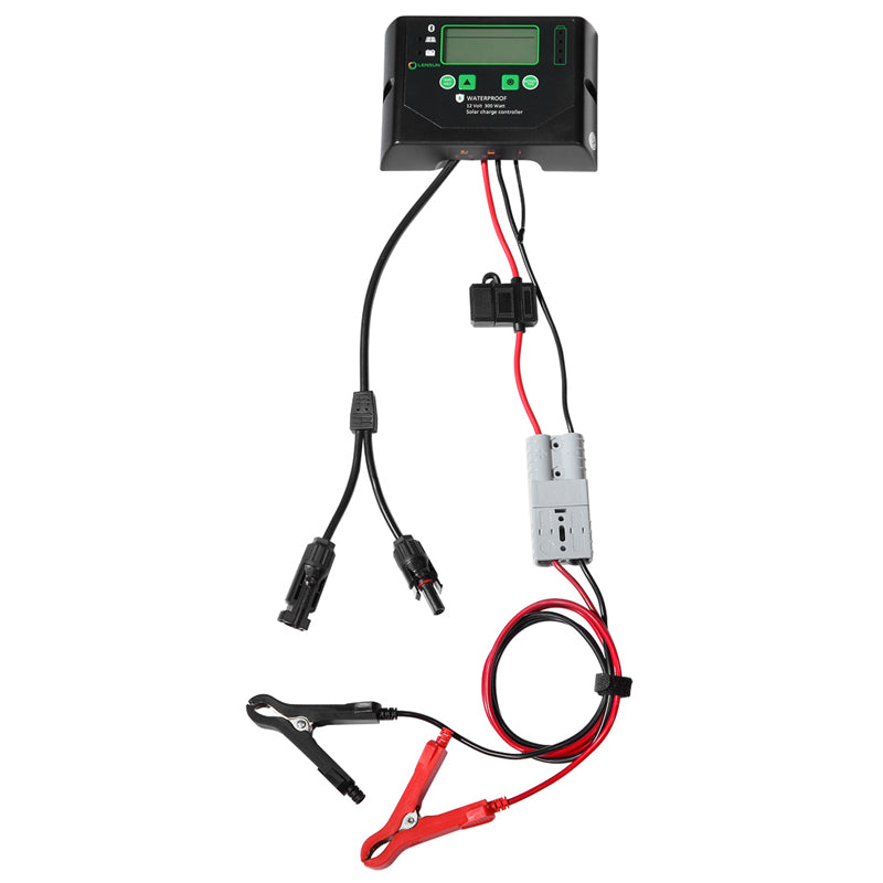 Load image into Gallery viewer, Lensun 300W 12V Waterproof PWM Solar Controller With Battery Clips