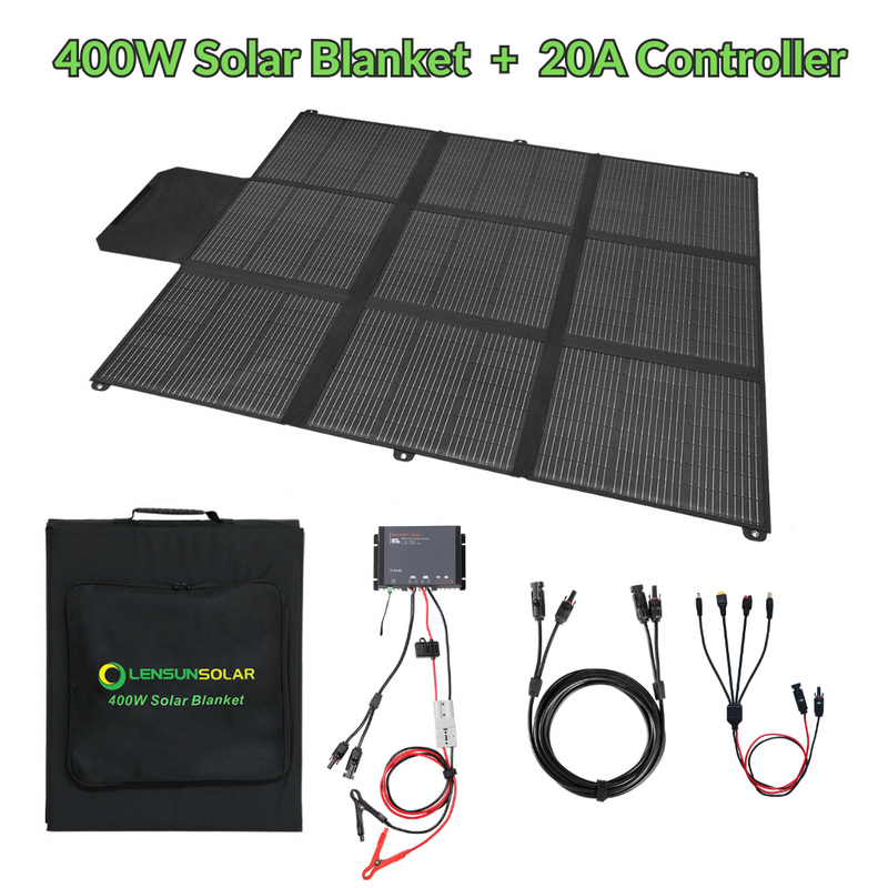 Load image into Gallery viewer, LensunSolar 400W 36V Solar Blanket for 24V Battery or Power Station