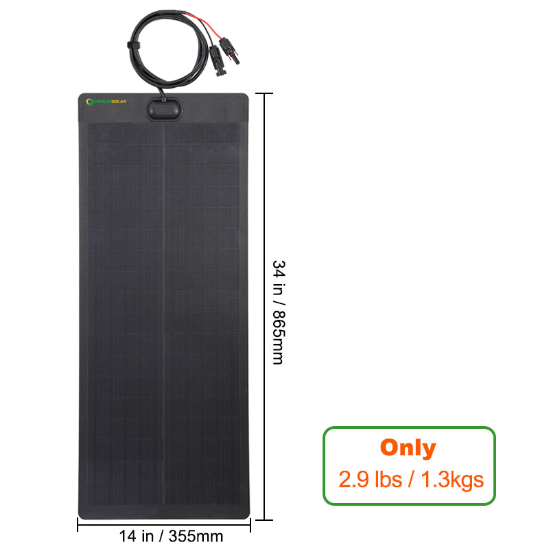 Load image into Gallery viewer, LensunSolar 50W 12V Full Black Flexible Solar Panel