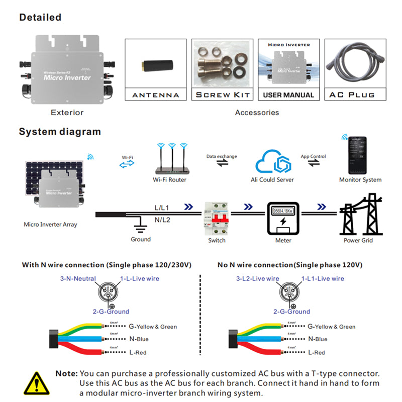 Load image into Gallery viewer, LensunSolar 600W Grid Tie Solar Inverter with WIFI Micro Inverter 230V 120V Auto Switch