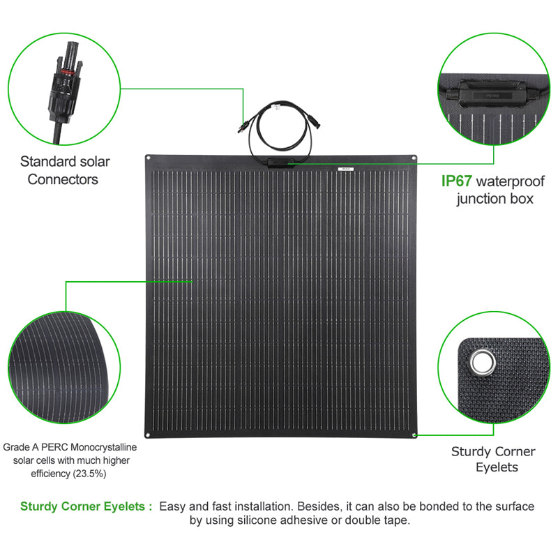 تحميل الصورة إلى عارض المعرض، LensunSolar 200W 12V ETFE Flexible Solar Panel
