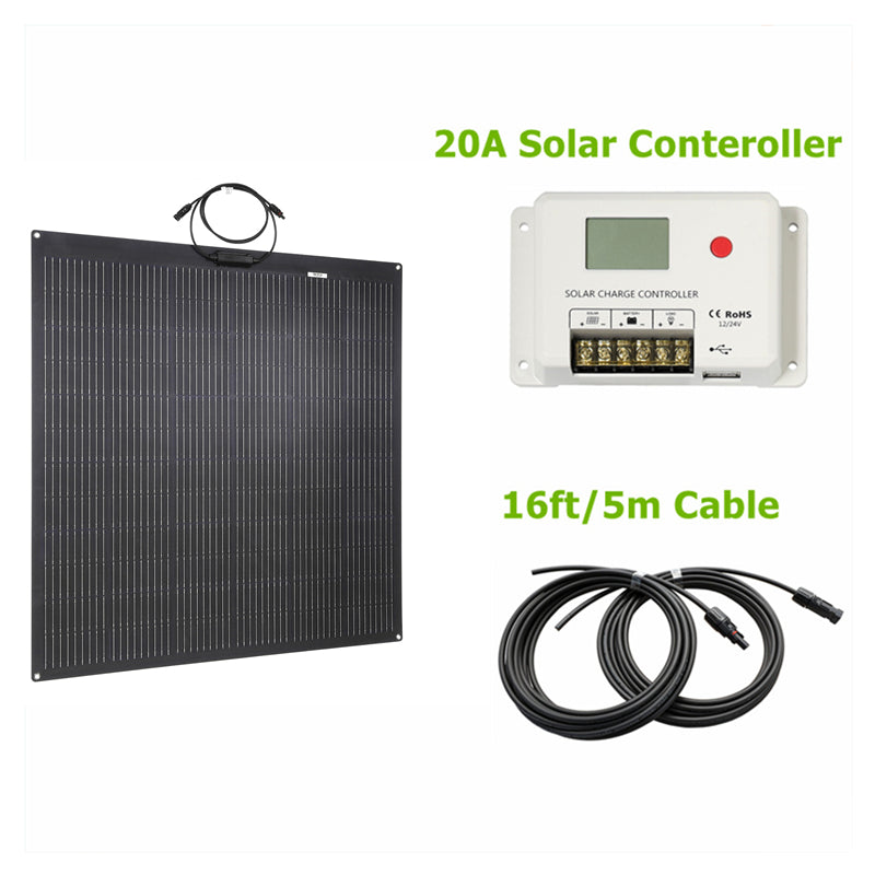 تحميل الصورة إلى عارض المعرض، LensunSolar 200W 12V ETFE Flexible Solar Panel
