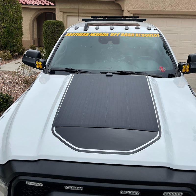 Chargez l&#39;image dans la visionneuse de la galerie, Dodge Ram HD 5th Gen (2019 to Present) Lensun 100W Hood Flexible Solar Panel
