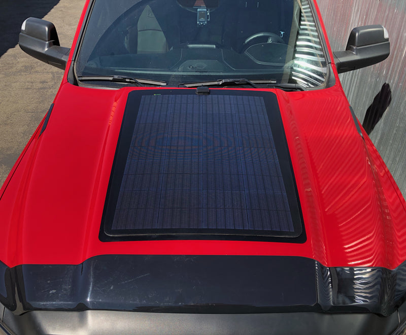 Chargez l&#39;image dans la visionneuse de la galerie, Dodge Ram HD 5th Gen (2019 to Present) Lensun 100W Hood Flexible Solar Panel
