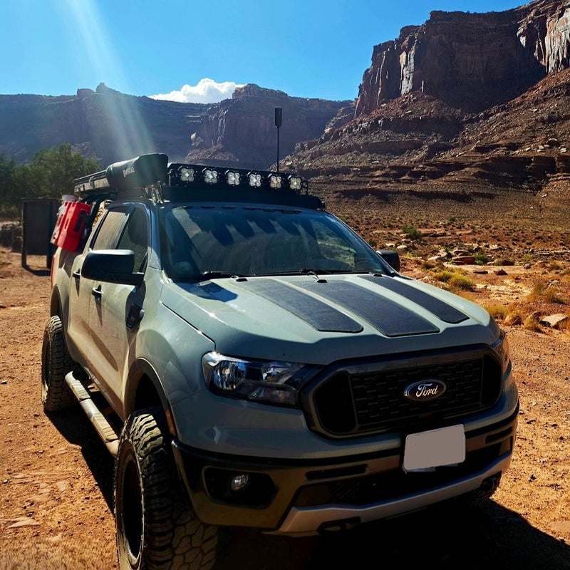 تحميل الصورة إلى عارض المعرض، Ford-Ranger-Lensun-110W-12V-Hood-Flexible-Solar-Panel-3
