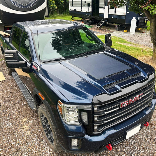 GMC-Sierra-2500HD-Lensun-110W-Hood-Flexible-Solar-Panel-2