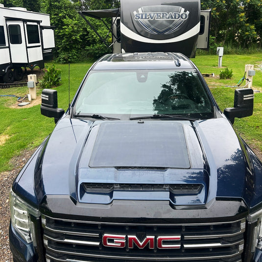 GMC-Sierra-2500HD-Lensun-110W-Hood-Flexible-Solar-Panel-3