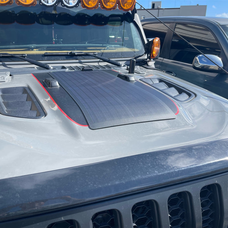 Load image into Gallery viewer, Jeep Gladiator JT (2021-Present) Lensun 50W Hood/Bonnet Flexible Solar Panel
