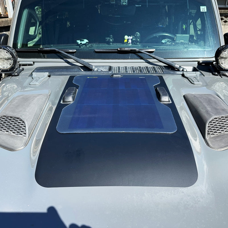 Load image into Gallery viewer, Jeep-Gladiator-Rubicon-Lensun-45W-Hood-Solar-Panel-1_53c809e1-ef99-4d15-890c-b36eda1115ce
