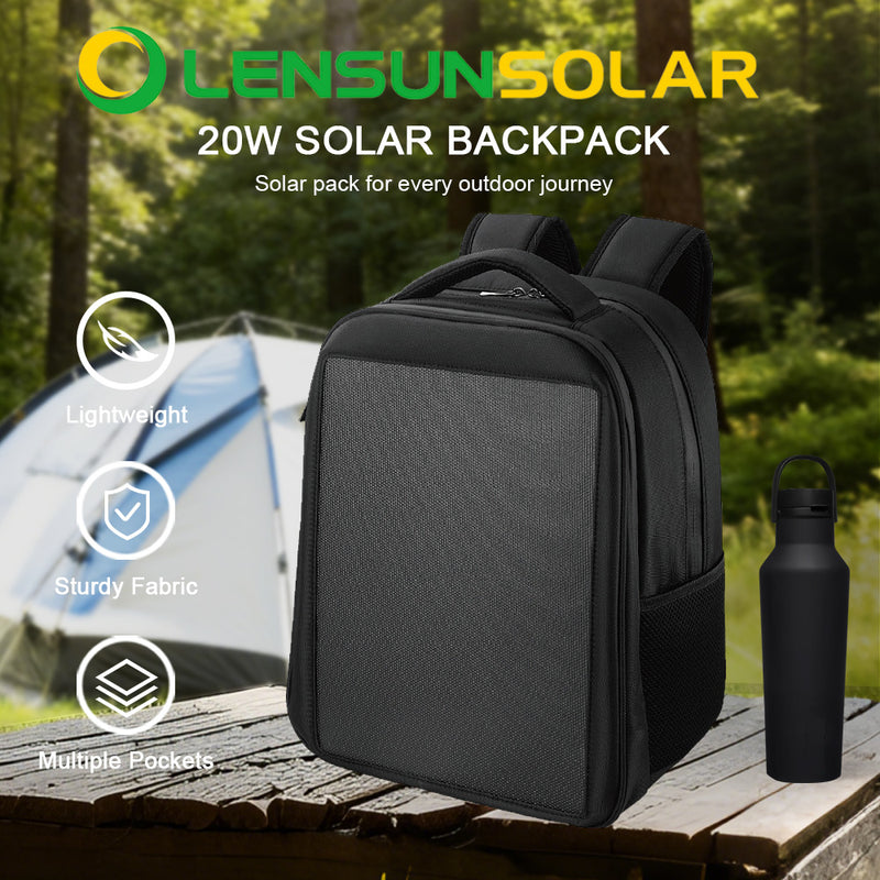 you様ブラックSサイズ Lensun 20W Waterproof Solar Backpack, USB & Type-C Port – LensunSolar