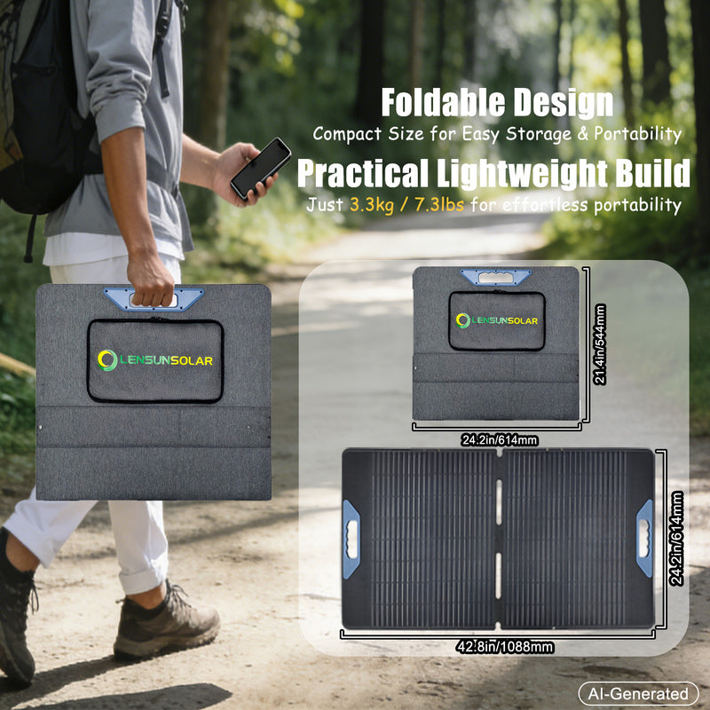 Load image into Gallery viewer, Lensun-100W-12V-Waterproof-Foldable-Solar-Panel-2
