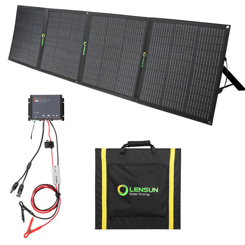 Chargez l&#39;image dans la visionneuse de la galerie, Lensun 200W 12V Foldable Solar Panel Kit with Waterproof MPPT Solar Controller
