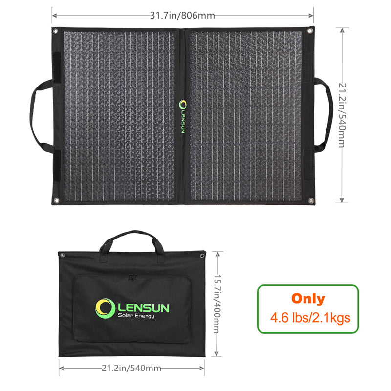 Load image into Gallery viewer, Lensun 70W Foldable Solar Panel for Battery Power Station
