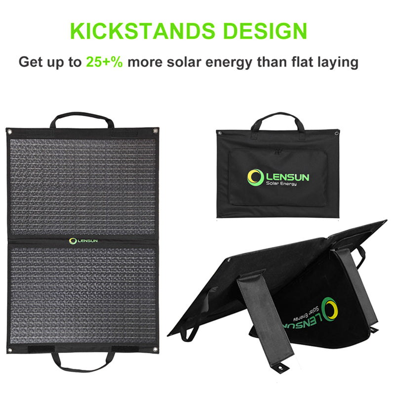 Load image into Gallery viewer, Lensun 70W Foldable Solar Panel for Battery Power Station
