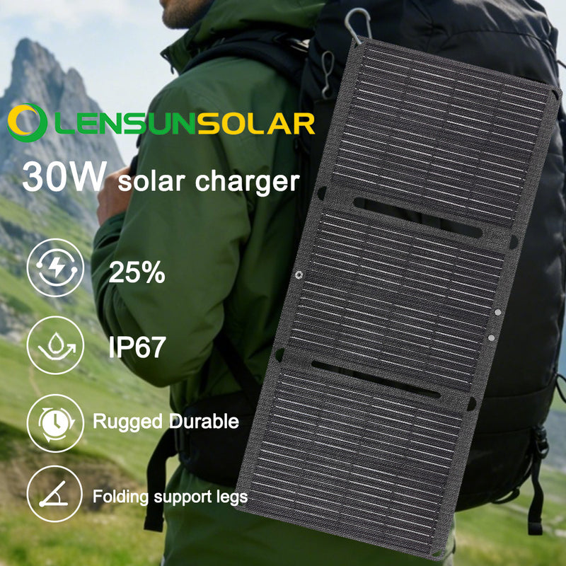 تحميل الصورة إلى عارض المعرض، Lensunsolar_30W_Waterproof_Foldable_Solar_Panel
