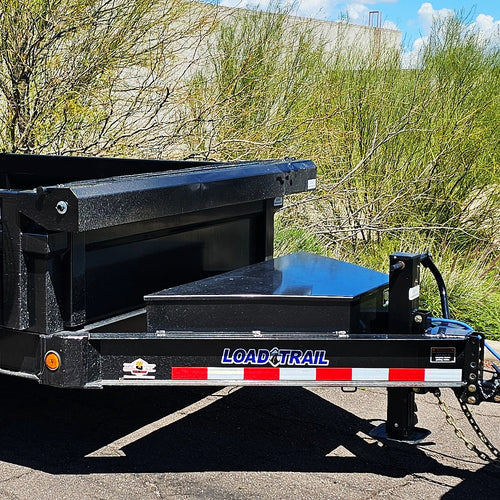 Load Trail 14k Dump Trailer Tapered Storage Box Lensun 80W 12V Flexible Solar Panel