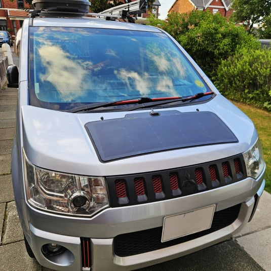Solar Panel D5 Mitsubishi Delica D5 Lensun 56W Bonnet Flexible Solar Panel – LensunSolar
