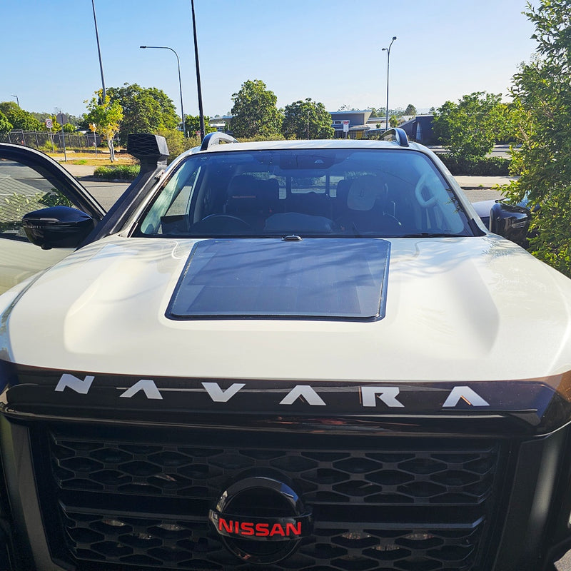 تحميل الصورة إلى عارض المعرض، Nissan_Navara_Lensun_82W_Bonnet_Hood_Solar_Panel-1
