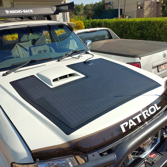 Nissan Patrol (Y61 Y62 with scoop) Lensun 125W Hood Flexible Solar Panel-2