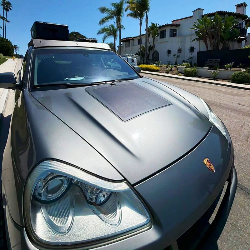 Load image into Gallery viewer, Porsche-Cayenne-Lensun-75W-Hood-Bonnet-Flexible-Solar-Panel-4

