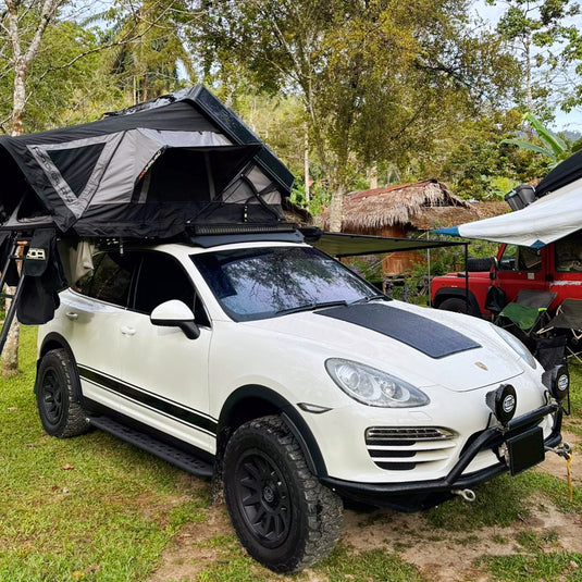 cayenne roof tent Porsche Cayenne 2nd Gen(2010-2018) Lensun 75W Hood Solar Panel – LensunSolar