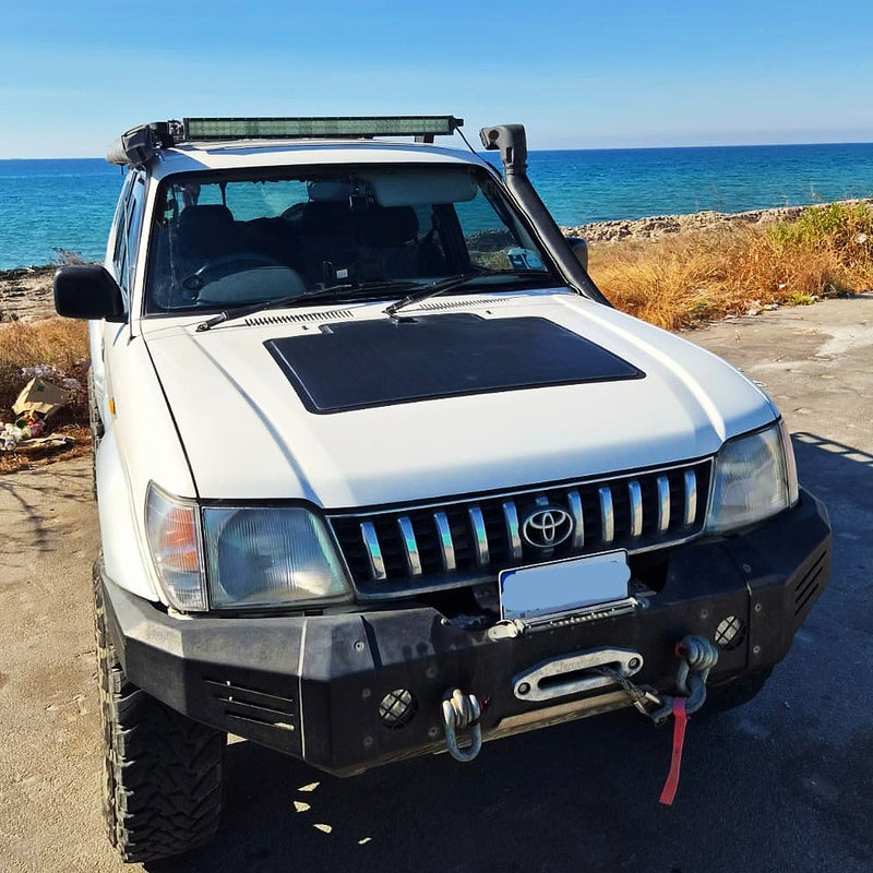 تحميل الصورة إلى عارض المعرض، Toyota-Land-Cruiser-Prado-KZJ95-Lensun-95W-Bonnet-Solar-Panel-7
