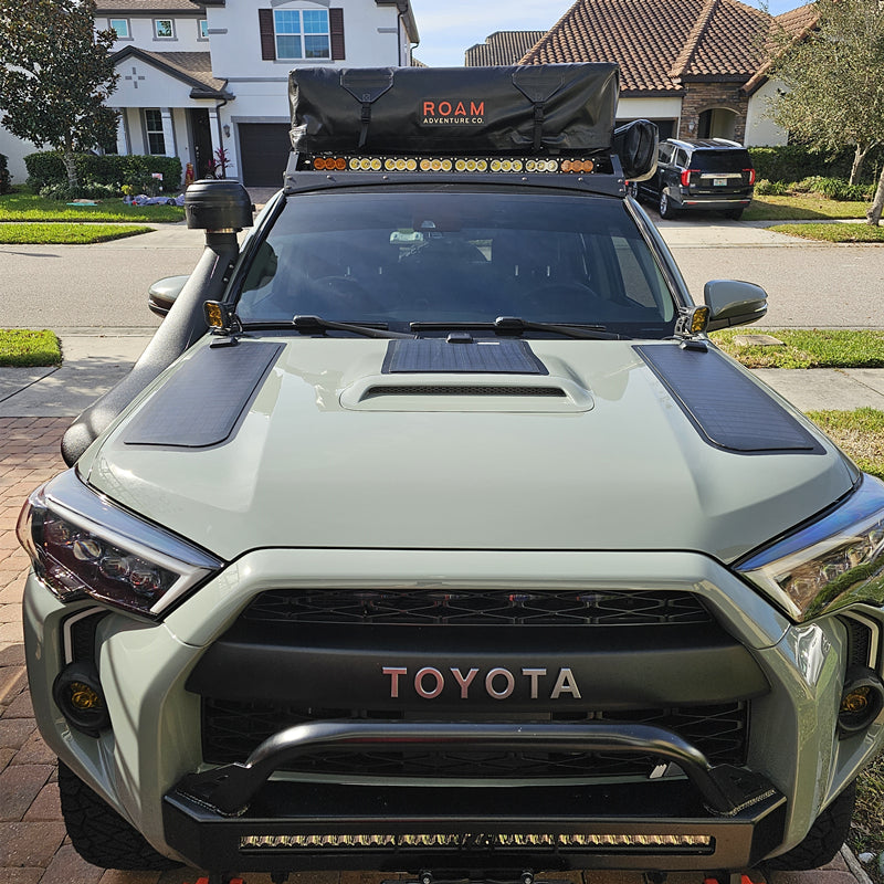 Load image into Gallery viewer, Toyota 4Runner 4th&amp;5th Gen (2003-2022) with Scoop Lensun 80W Hood Flexible Solar Panel-3
